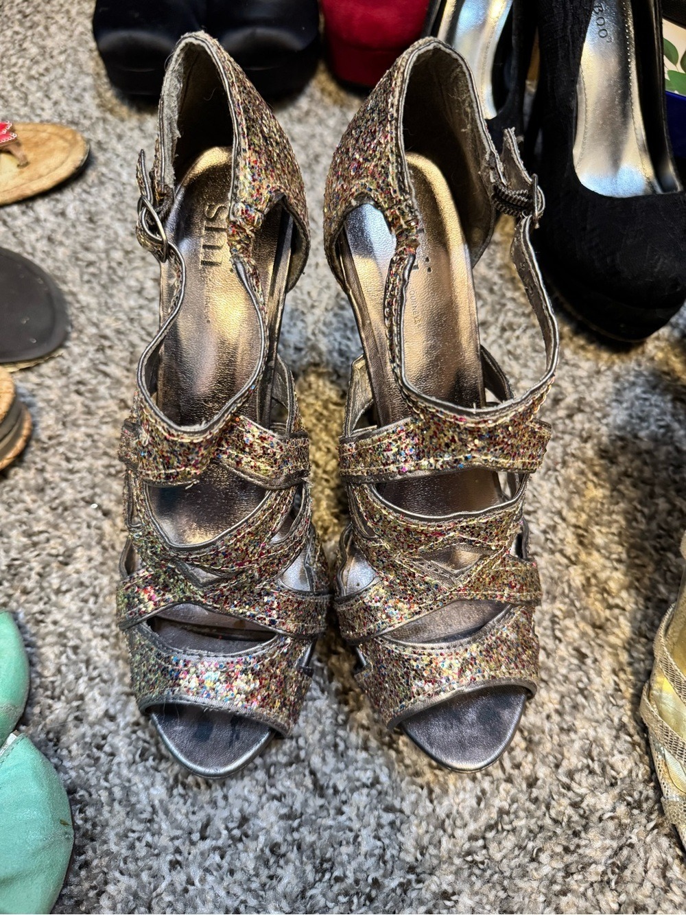 BRONZE GLITTER High Heels Size 8